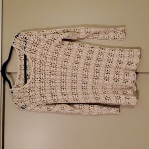 Cottage Core Crocheted Cream Sweater Unbranded Sz Medium/Large